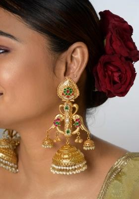 Maroon Brass Earrings Set