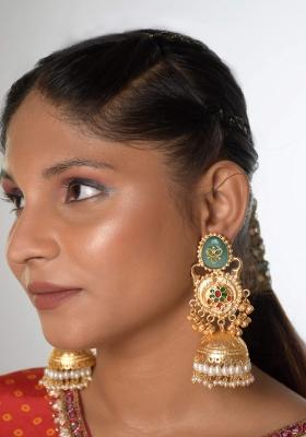 Turquoise Brass Earrings Set