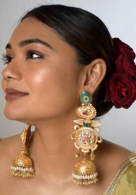 Turquoise Brass Earrings Set