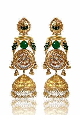 Green Brass Earrings Set