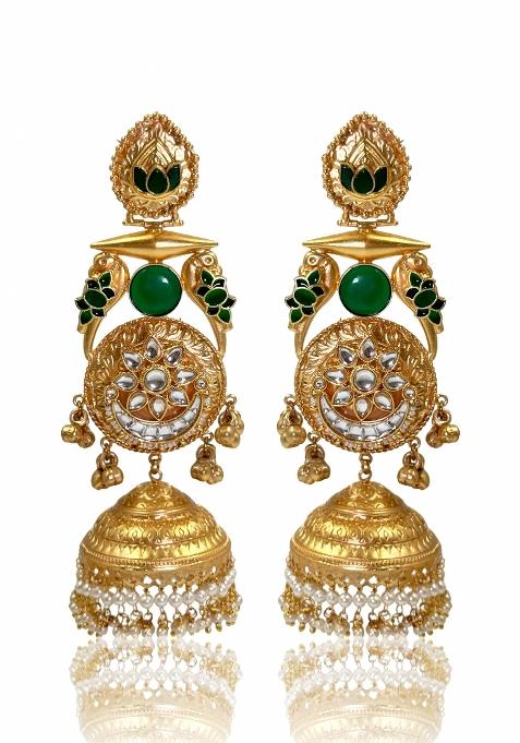 Green Brass Earrings Set