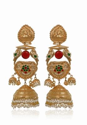 Maroon Brass Earrings Set