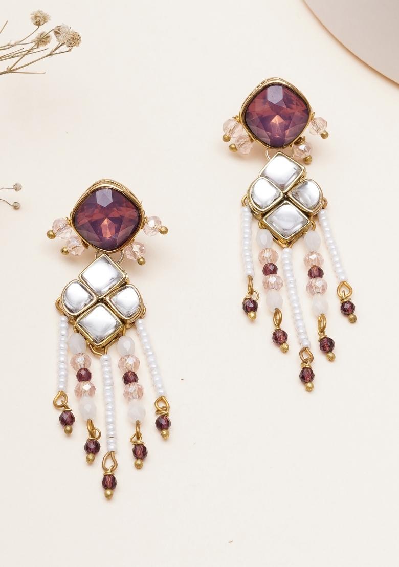 Purple  Alloy Earrings - Indya
