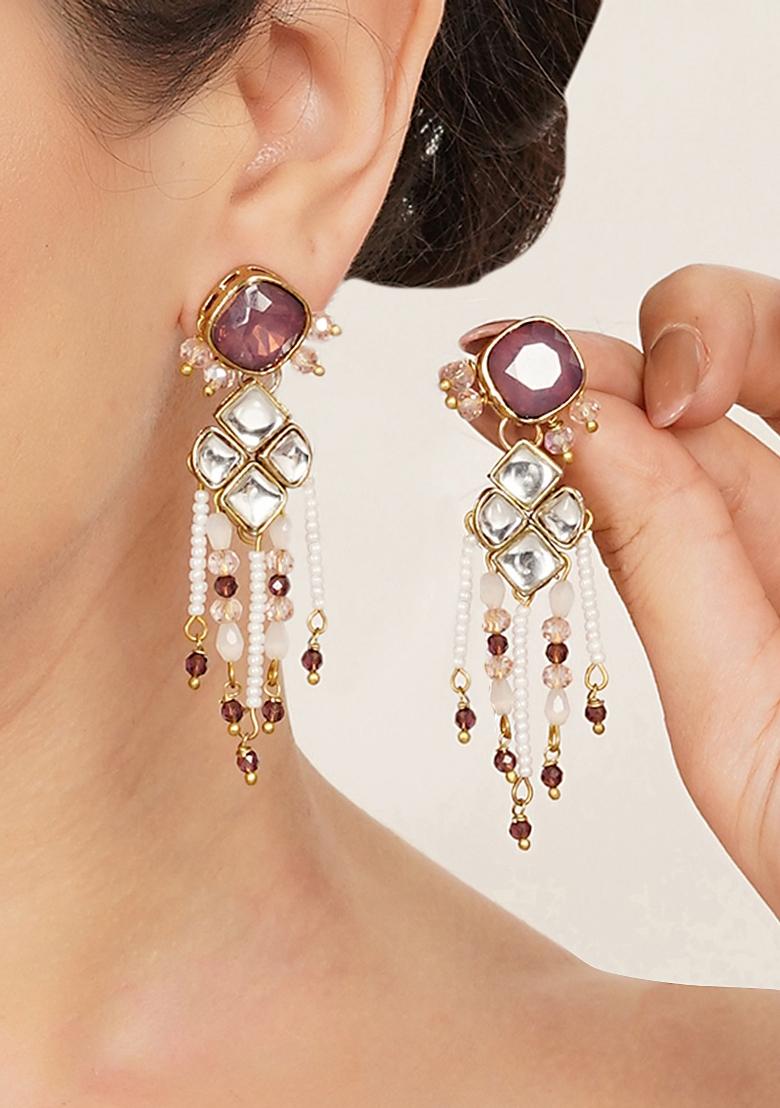 Purple  Alloy Earrings - Indya