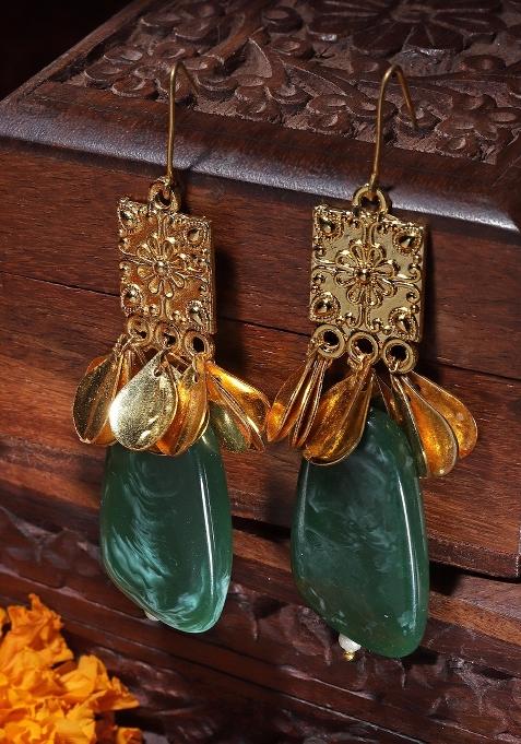 Green Alloy Drop Earring