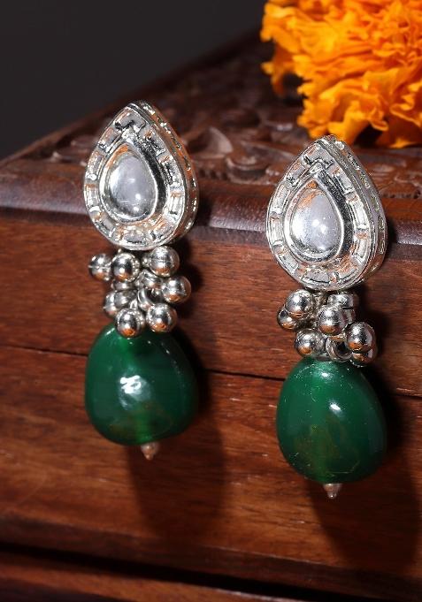 Green Alloy Drop Earring