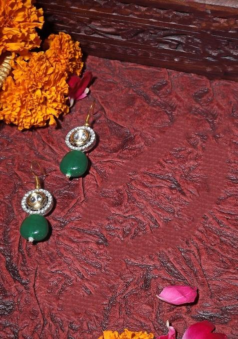 Green Alloy Drop Earring