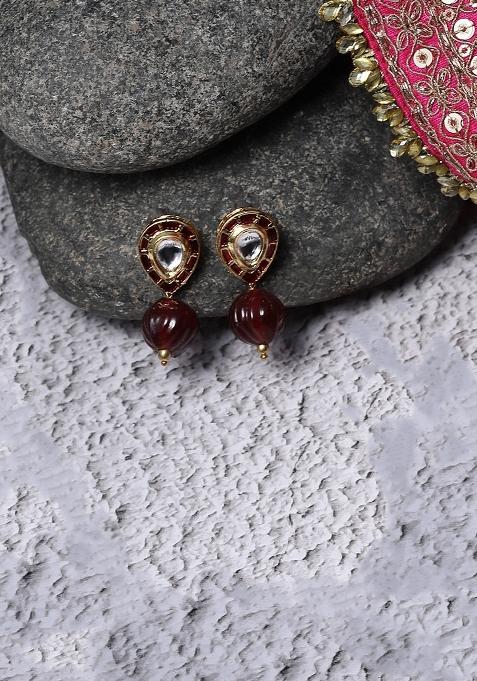 Red Alloy Drop Earring