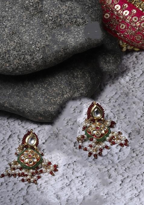 Red Alloy Drop Earring