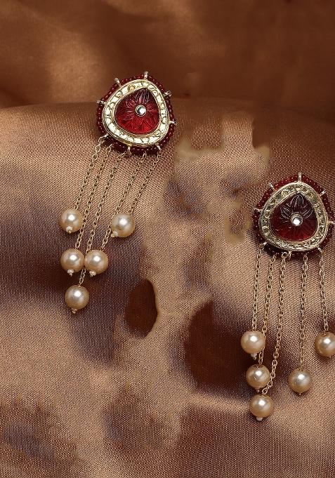Maroon Alloy Drop Earring