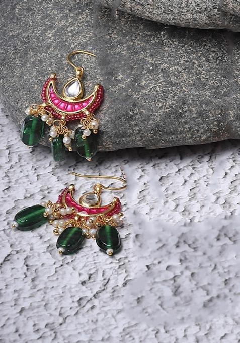 Pink Alloy Drop Earring