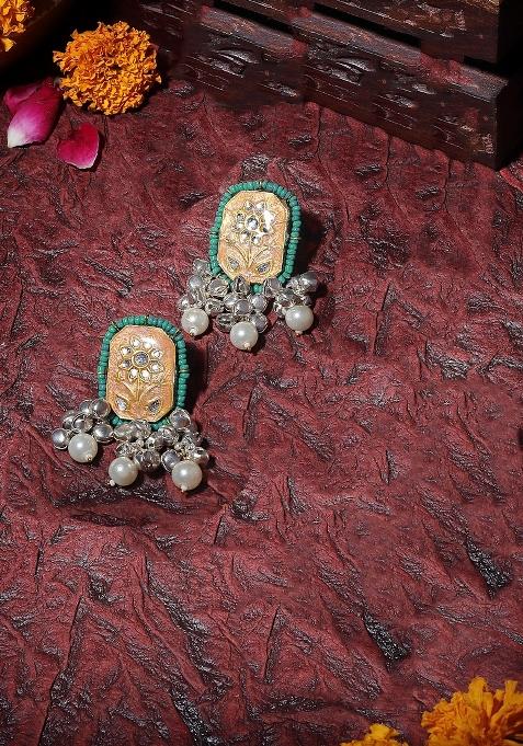 Green Alloy Drop Earring