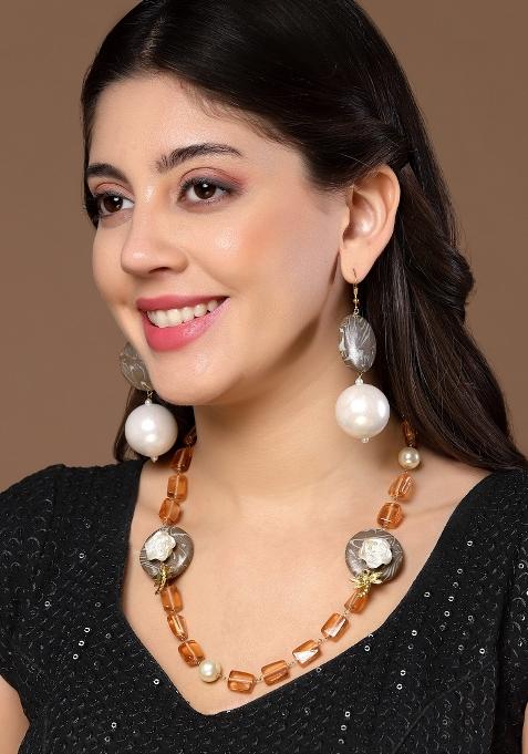 Brown Alloy Drop Earring
