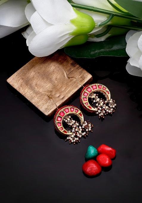 Red Alloy Drop Earring
