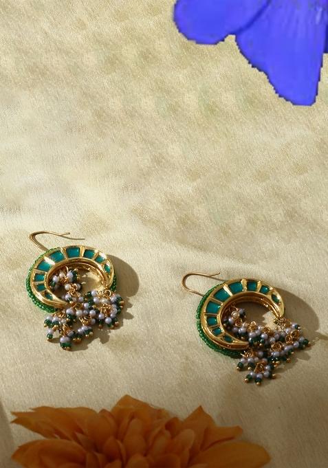 Green Alloy Drop Earring