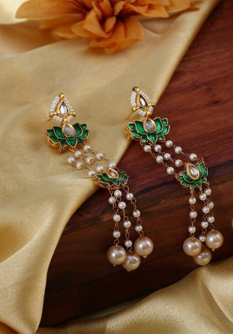 Green Alloy Drop Earring