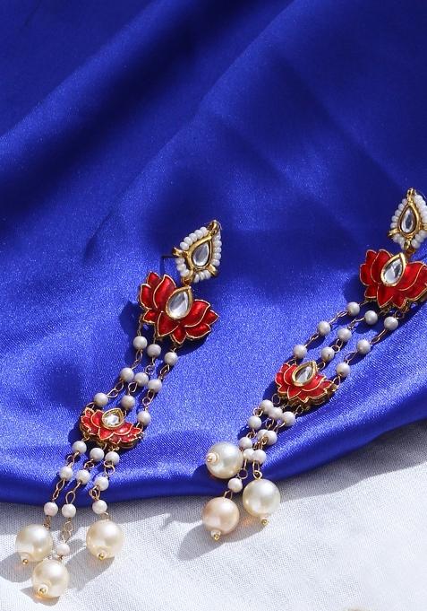 Red Alloy Drop Earring