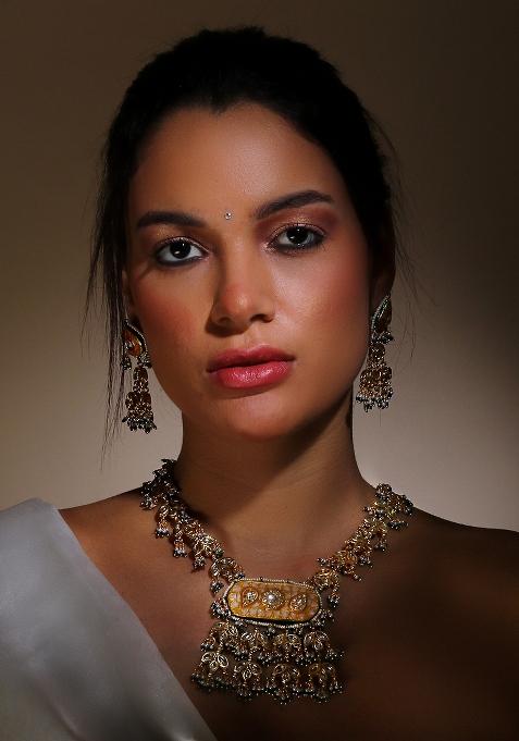 Orange Alloy Drop Earring
