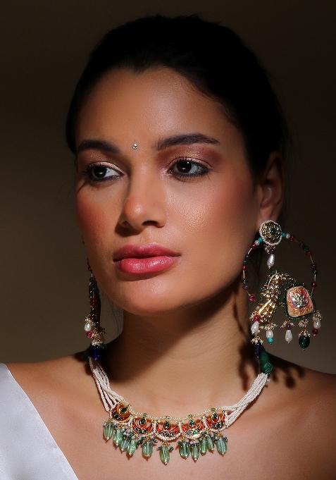 Pink Alloy Drop Earring