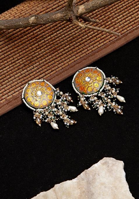 Grey Alloy Drop Earring