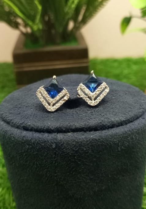 Blue Brass Earring