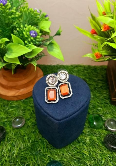 Orange Brass Earring