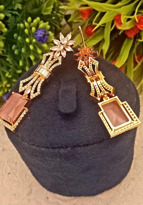 Pink Brass Earring