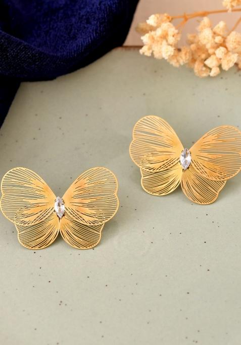 Gold Plated Butterfly Shaped Studs Earrings 