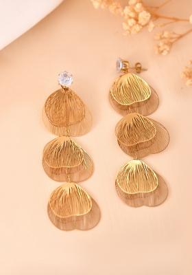 Gold Toned Leaf Designed Studs Earrings 