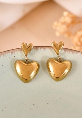 Gold Plated Heart Shaped Studs Earrings 