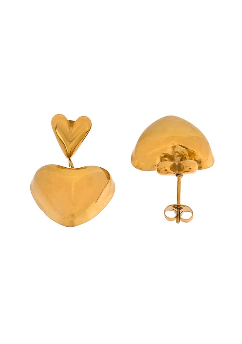 Gold Plated Heart Shaped Studs Earrings  - Indya