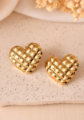 Gold Plated Heart Designed Studs Earrings 
