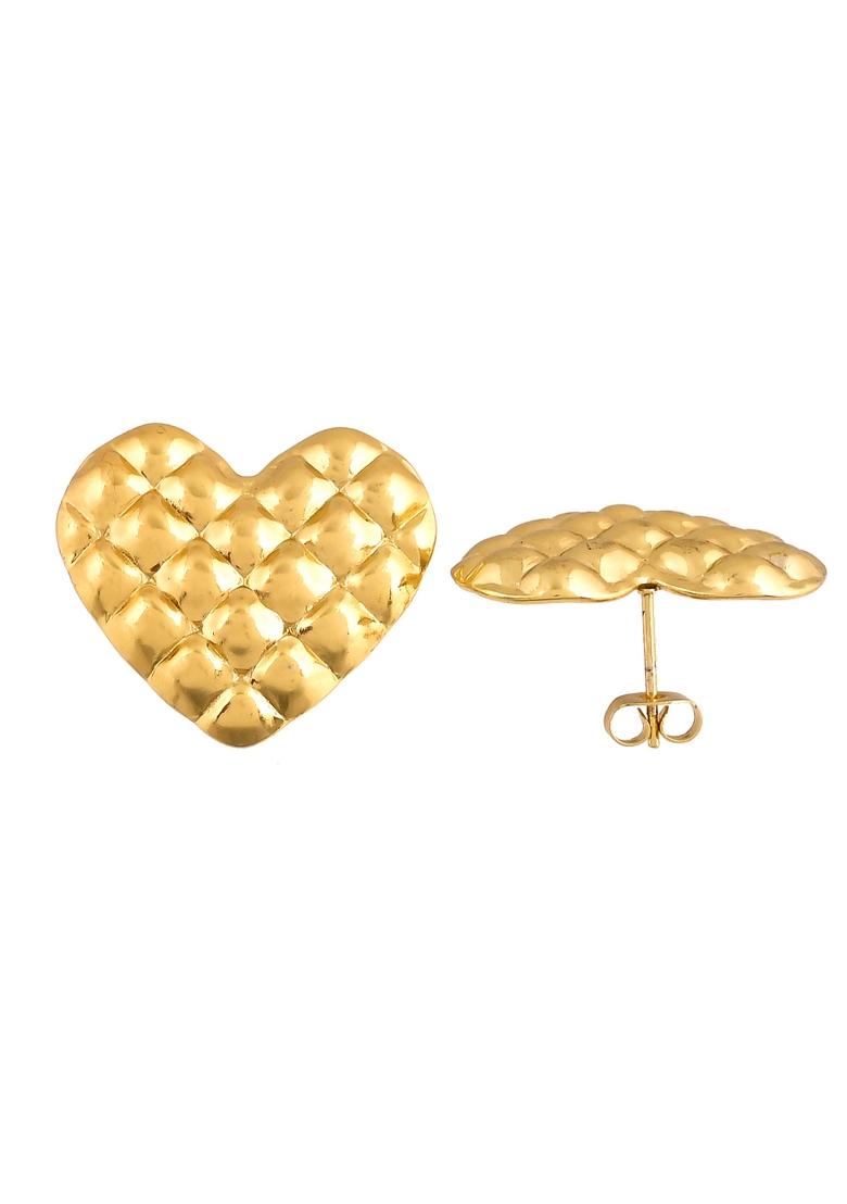 Gold Plated Heart Designed Studs Earrings  - Indya
