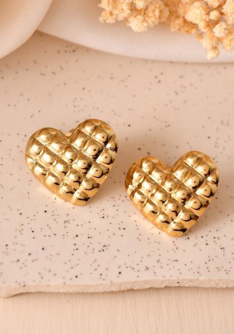 Gold Plated Heart Designed Studs Earrings 