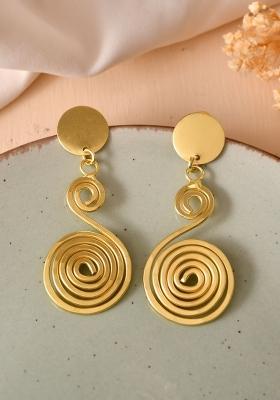 Gold Plated Twisted Designed Drop Earrings 