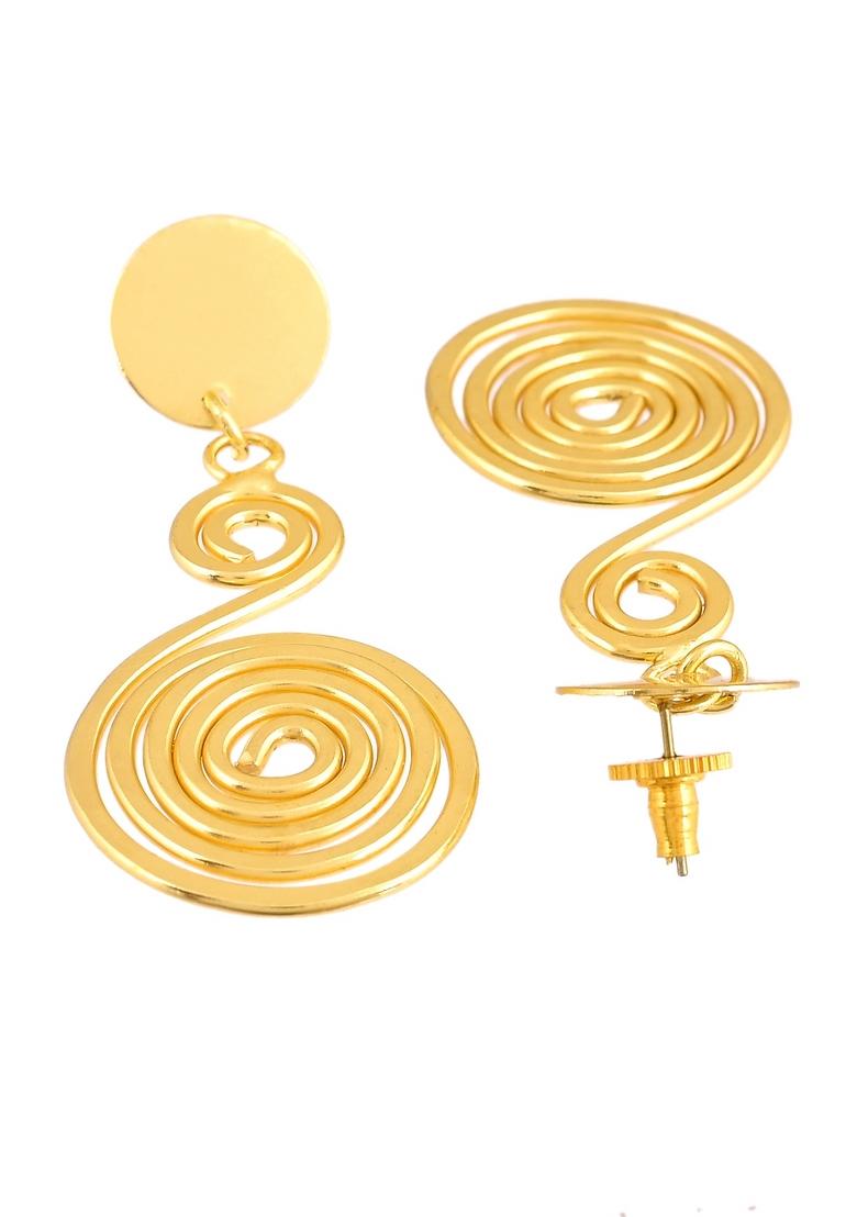 Gold Plated Twisted Designed Drop Earrings  - Indya