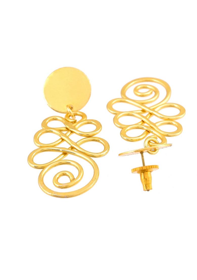 Gold Plated Designer Drop Earrings  - Indya