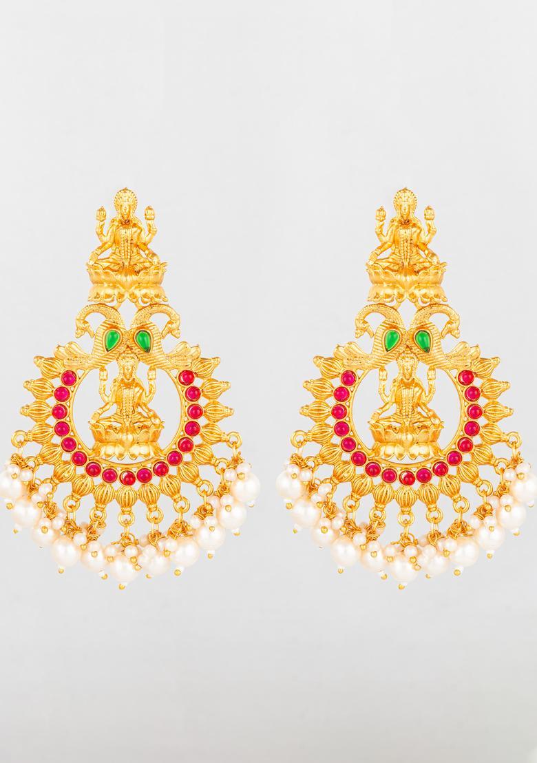 Multicolor Artificial Stones Alloy Chandelier Earring - Indya