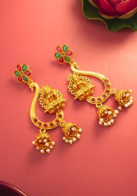 Golden Artificial Stones Alloy Chandelier Earring