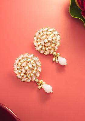Pink Artificial Stones Alloy Stud Earrings