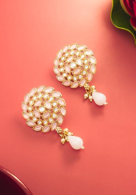 Pink Artificial Stones Alloy Stud Earrings