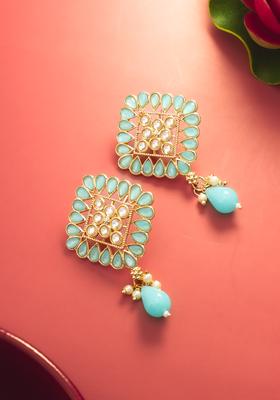 Turquoise Artificial Stones Alloy Stud Earrings