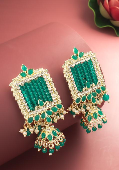 Green Artificial Stones Alloy Chandelier Earring