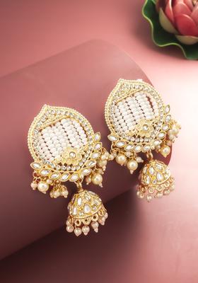 Golden Artificial Stones Alloy Chandelier Earring