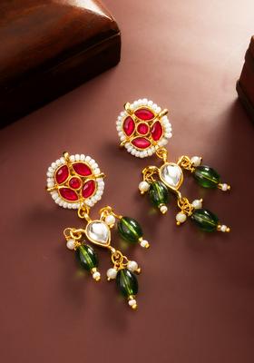 Multicolor Kundan Alloy Drop Earrings