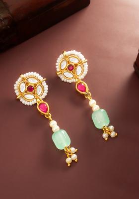 Multicolor Kundan Alloy Drop Earrings