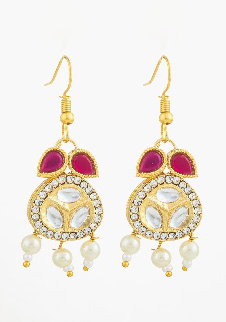 Multicolor Kundan Alloy Drop Earrings - Indya