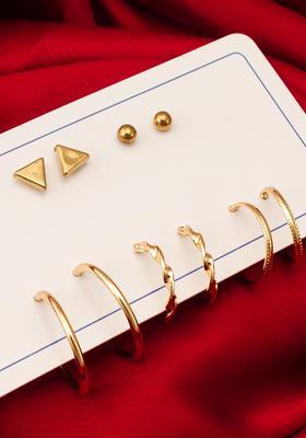 Golden Alloy Earrings Set