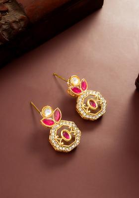 Red Kundan Alloy Stud Earrings