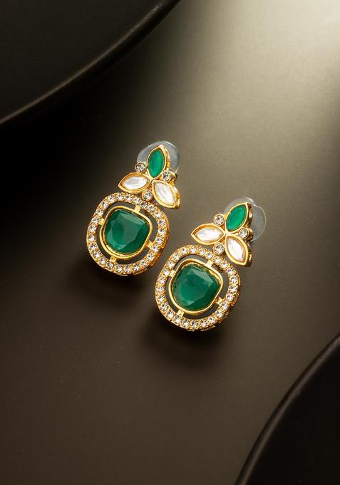 Green Kundan Alloy Stud Earrings